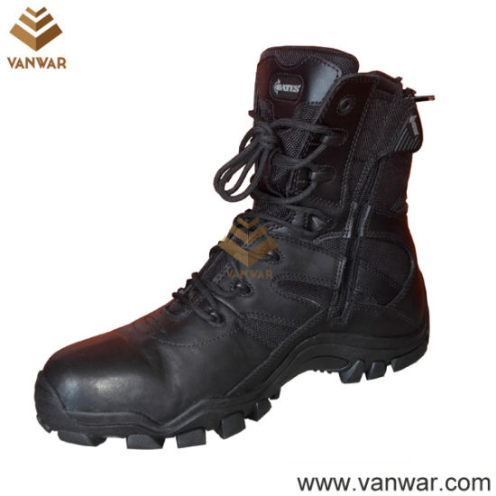 Us Well Constructed Black Leather Tactical Military Boots (WTB033)