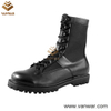 Black Genuine Leather Combat Military Boots with Shoelace (WCB021)