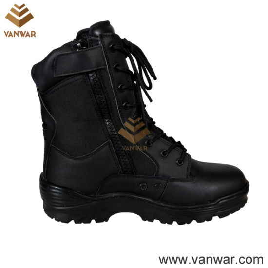 Hot Sale Black Leather Combat Military Boots (WCB050)