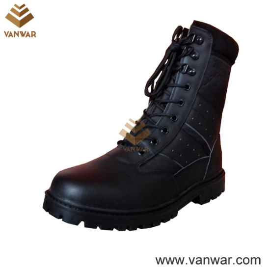 Black Military Combat Booots of Antislip Rubber Outsole (WCB049)