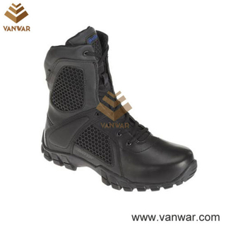 Black Smooth Leather Military Tactical Boots with Cheap Price (WTB019)