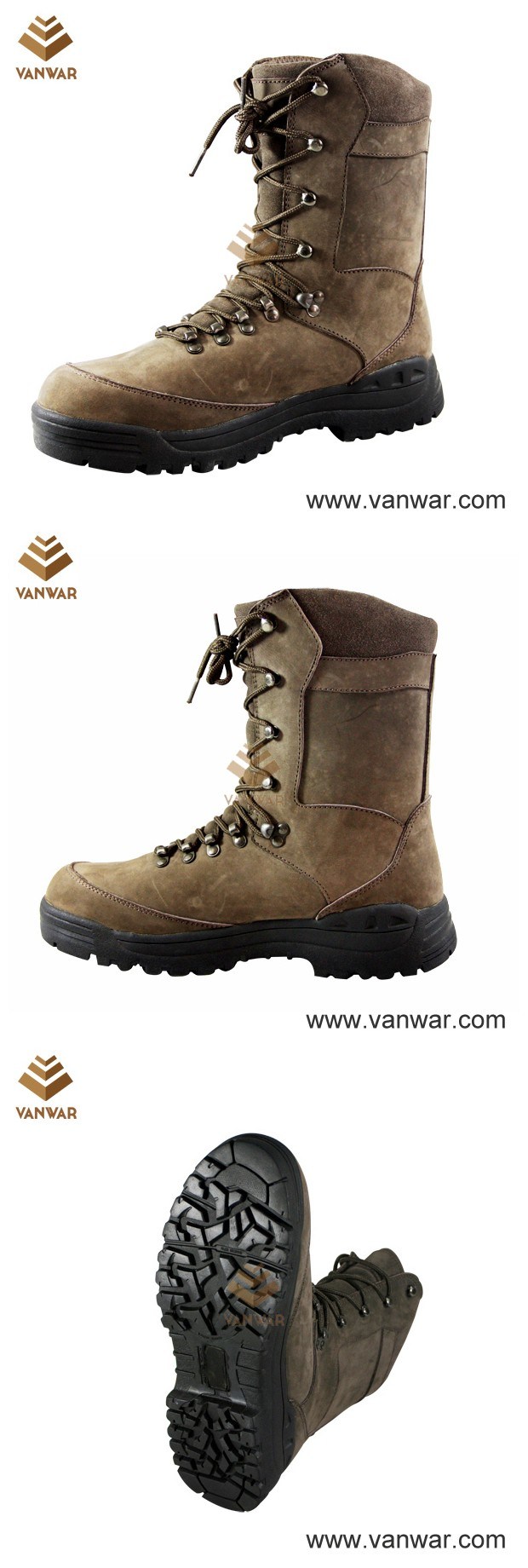 Slip-Resistant Unisex Nubuck Combat Military Boots of Brown (WCB023)