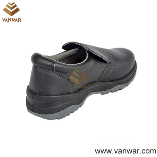 Black Cow Leather Working Safety Shoes with Dual PU Injection (WSS007)