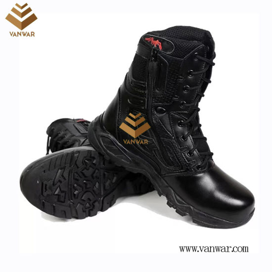 Full Leather Unisex Military Combat Boots of Black with High Quality (WCB058)