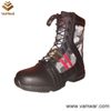 Black Leather Camouflage Military Boots with Durable Rubber Outsole (CMB026)