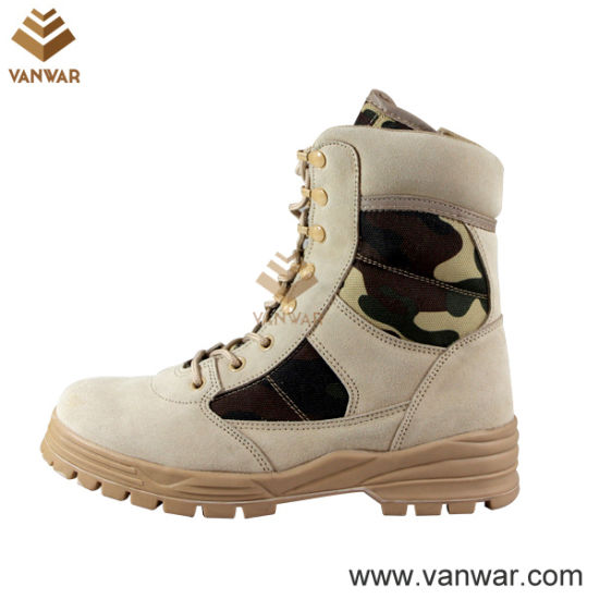 Suede Cow Leather Military Camouflage Desert Boots with Speedhooks (CMB005)