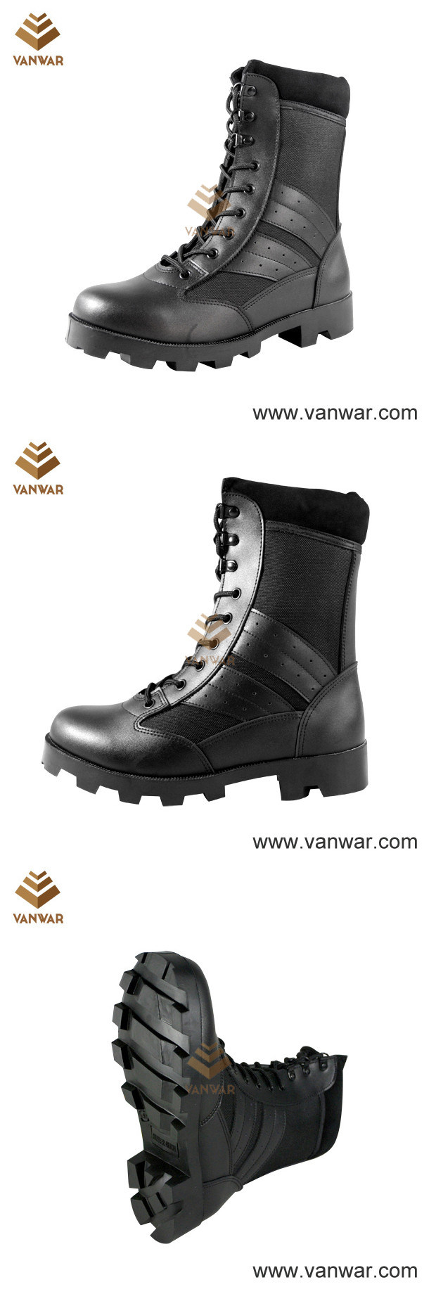 Full Leather Black Military Combat Boots with High Quality (WCB036)