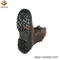 Unisex Brown Military Combat Boots of Leather and Fabric (WCB018)
