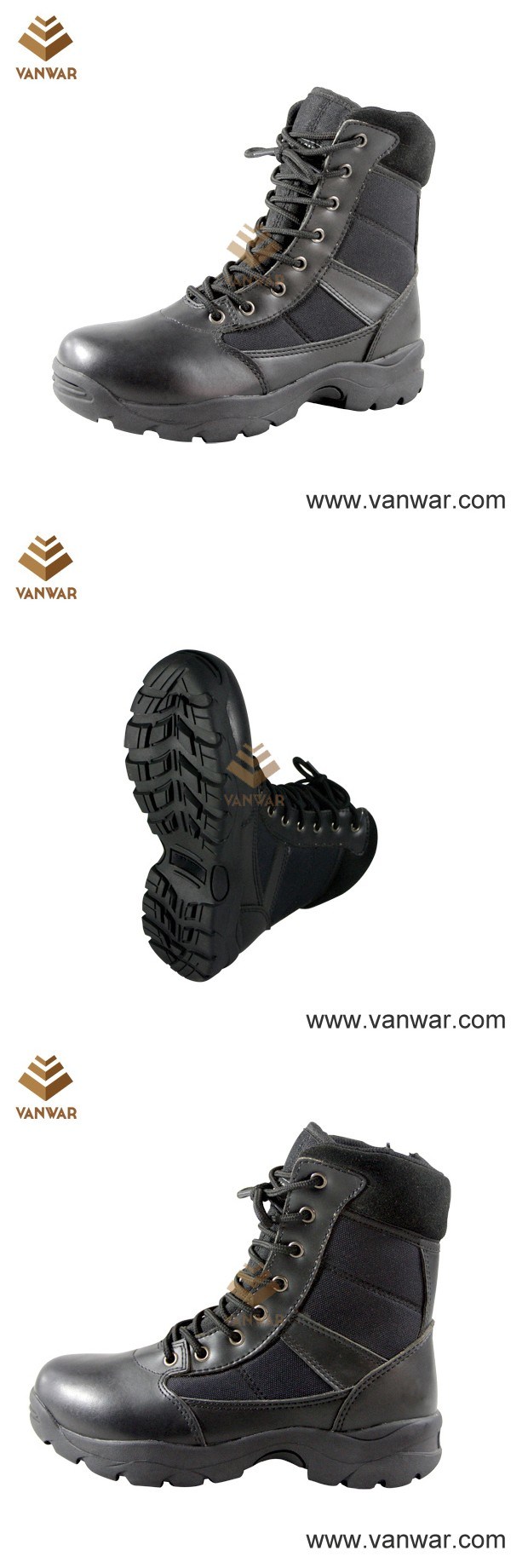 Durable Lightweight Military Combat Boots of Black Leather (WCB010)