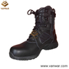 Black Leather Tactical Military Boots in Atheletic Cement (WTB032)