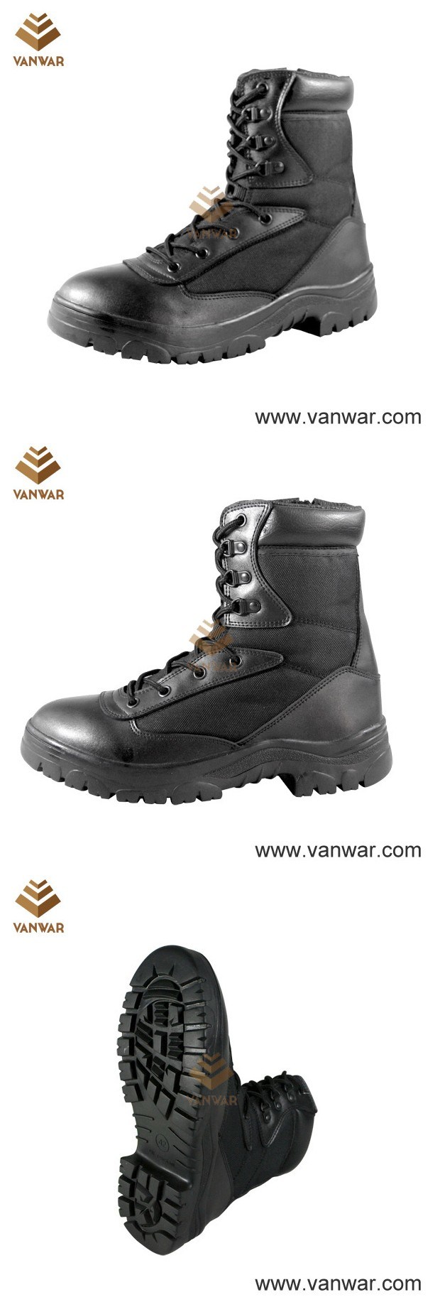 Black Leather Athletic Cement Military Tactical Boots (WTB006)
