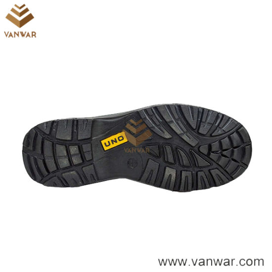 Black Leather Working Safety Shoes with Breathable Mesh Lining (WSS011)