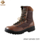 Unisex Brown Military Combat Boots of Leather and Fabric (WCB018)