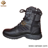 Black Leather Tactical Military Boots in Atheletic Cement (WTB032)