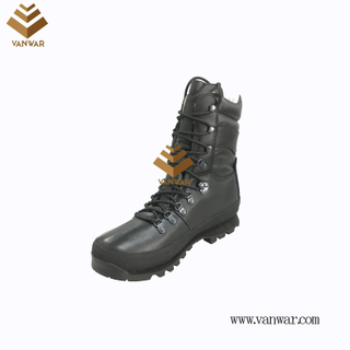 Top Layer Leather Military Combat Boots of Black with High Quality (WCB064)