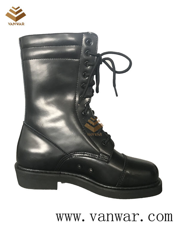 Full Leather Black Military Combat Boots with High Quality (WCB053)