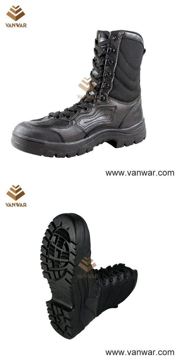 Durable Combat Military Boots of Smooth Leather and Fabric (WCB008)