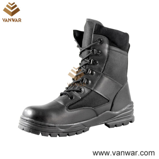 Black Fabric Anti-Slip Military Combat Boots for Army Soliders (WCB002)