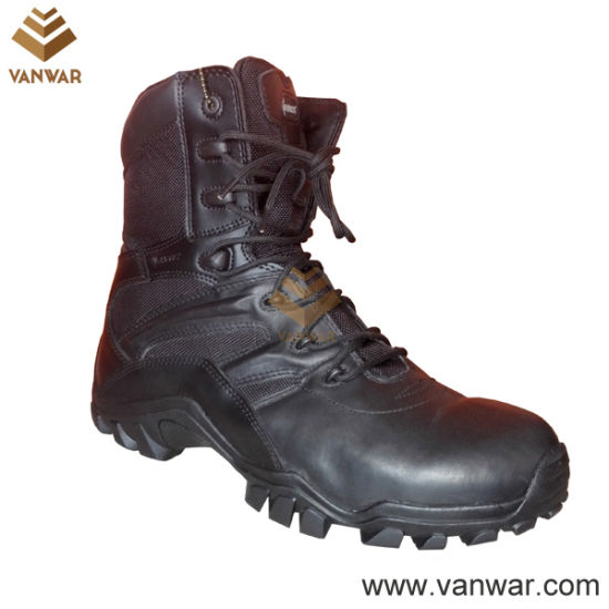 Us Well Constructed Black Leather Tactical Military Boots (WTB033)