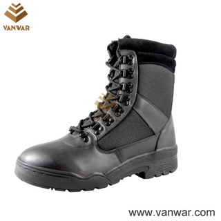 Black Cow Leather Military Boots